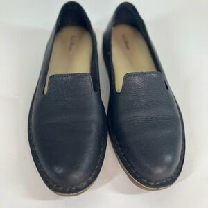 LL Bean Stonington Loafers Black Leather Slip-on Flats 11M